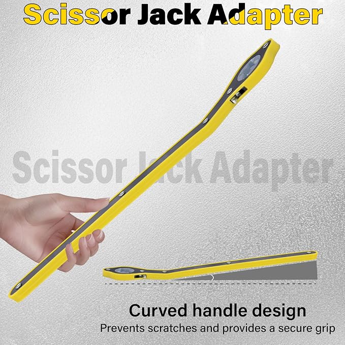 Car Jack Ratchet Wrench, Labor-saving Tire Jack Handle, Scissor Jack Adapter for Car with Long Handle, 360° Swivel Tire Wheel Lug Wrench for Travel/Truck/SUV/Vans