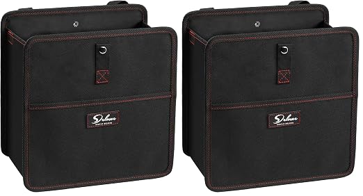 Car Trash Can with Storage Pockets, Multipurpose Car Garbage Bin with Adjustable Straps, Hanging for Headrest, Foldable and Portable Organizer, 3 Gallon, Black (Pack of 2)
