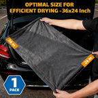 1-Pack 1200 GSM Car Drying Towels – Microfiber Towels for Cars (36" x 24"), Ultra-Absorbent, Streak-Free, Scratch-Free, No Water Spots, Double-Twist Pile & Edgeless Design