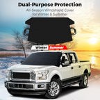 Windshield Protector | Durable 600D Oxford Fabric | Waterproof Winter Car Cover for Pickup Truck, SUV & Mini Van | Essential Car Accessories | X-Large (74"x43")
