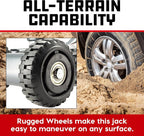 Powerbuilt Biggie Smalls 2.5-Ton Off-Road Trolley Jack with 4" Oversized Wheels, Saddle Extension, Integrated Handle Storage, Portable Design for SUVs, Trucks, and Off-Road Vehicles 620683ECE