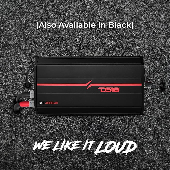 SXE-4000.4D/RD Car Amplifier Stereo Full-Range Class D 4-Channel 275x4 RMS @4 OHM 4000 Watts - Powerful and Compact Amp for Speakers in Car Audio System