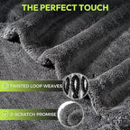 Drying Towel for Car Detailing, 1500 GSM Ultra Super Absorbent, 24"x36" XL Soft Microfiber Towels for Cars, Twisted-Loop & Streak Free Microfiber Towels for Cars, Trucks, SUVs