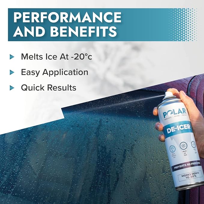 Polar De-Icer Spray for Car Windshield - 6 x 17 oz | Fast-Acting & Stops Re-Freezing | Instantly Melts Ice and Frost at −4°F | Spray Deicer for Car Windscreens, Mirrors, Headlights, Locks & Gates