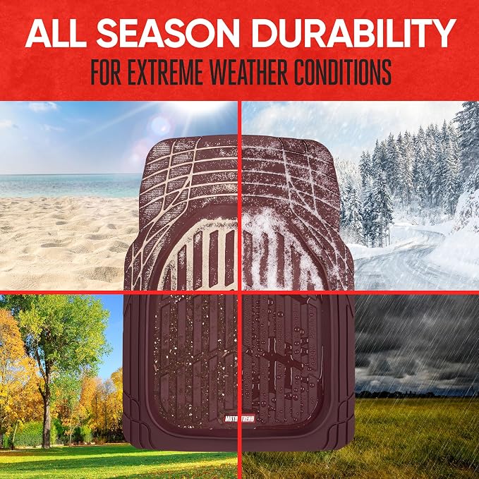 FlexTough Floor Mats for Cars, Burgundy Deep Dish All-Weather Car Mats, Waterproof Trim-To Fit Automotive Cars Trucks SUV, Universal Liner Accessories