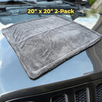 Double Trouble 2-Pack Car Drying Towels 20x20, 1200GSM | 1200GSM double-sided microfiber, 2-pack, 4 drying surfaces total, for touch-ups, mirrors, door jambs, post-wash & car wash