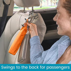 Metal Car Hooks for Purse and Bags - Unbreakable Headrest Car Hooks for Large Purse Straps and Heavy Bags up to 40 lbs - Secure Attachment Loops Fit All Headrest Posts (Triple Hook 2-Pack)