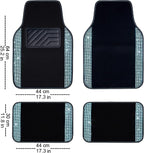Bling Rhinestones Diamond Waterproof Car Floor Mat, Crystal Sparkly Shining Glitter Carpet, Anti-Slip PVC Heel Pad Universal for Interior Auto SUV,Sedan,Van,4pcs Girly Women Mint Teal Diamond