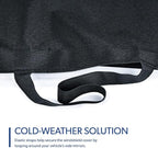 Glove | Car Windshield Cover for Ice and Snow - Standard Size, Fits Sedans and Compact Cars - Features Elastic Loops, Security Panels + Storage Pouch - Black, Measures 59 x 41 Inches