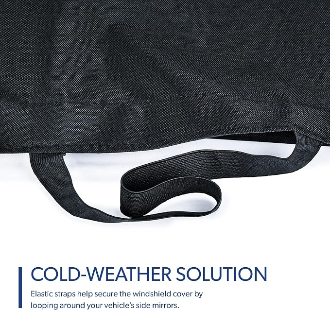 Glove | Car Windshield Cover for Ice and Snow - Standard Size, Fits Sedans and Compact Cars - Features Elastic Loops, Security Panels + Storage Pouch - Black, Measures 59 x 41 Inches