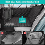 Dog Truck Seat Cover for Back Seat, Hard Bottom Pet Hammock for Car, Bed Extender for 2-4 Large Dogs, Waterproof Seat Protector, Universal XL Size Fits for Crew Cab Truck, SUV, Black