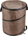 Outdoor Trash Can - 46-Gallon Collapsible Garbage Can with 3 Stakes - Pop Up Trash Can for Camping, Storage, or Yard Waste Outdoors (Beige)