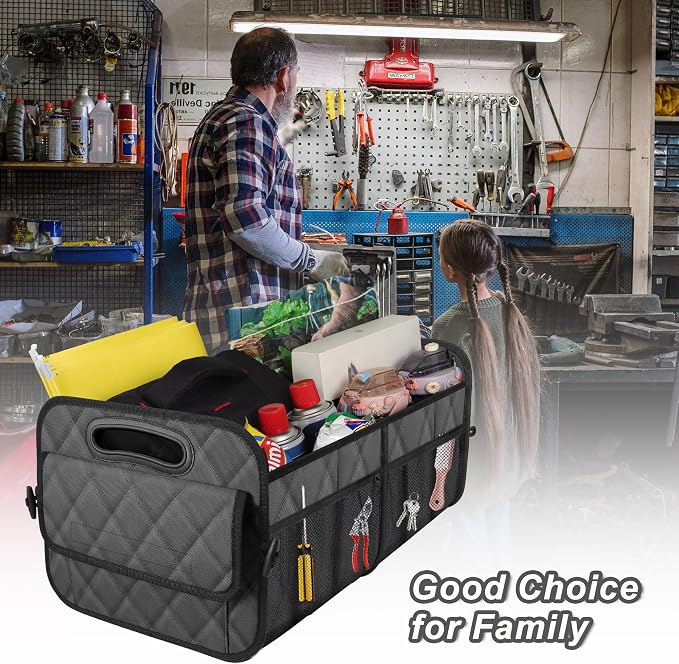 Trunk Organziers and Storage with Reinforced Handles,Car Accessories for Women/Men 50L Waterproof Polyester Trunk Organzier for Car/SUV/Minivan/Truck(Medium,Charcoal)