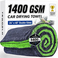 Car Drying Towel, Extra Large 48 x 24 Inch, 1400 GSM, Dual-Color | Twisted Loop Microfiber Towel for Cars - Absorbent Car Dry Towel and Car Wash Towel for Streak-Free, Paint-Safe Car Detailing