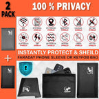 Faraday Bag Anti-Tracking GPS RFID Car Key Signal Blocker Wallet Shielding Pouch Protective Case for Cell Phone Car Key FOB, Data Privacy, Electronic Device Security (2 Pack - Black and Gray)