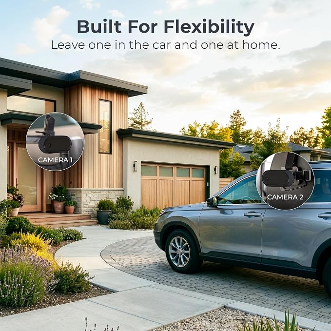 Add-On Camera for Classic Baby Car Monitor, 720P HD Extra Camera with Headrest Mount, Split Screen Dual Baby Monitoring, 2.4GHz Connection, 33 ft Range (Black, Micro USB Version)