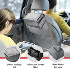 2 Gallon Car Trash Can Lid and Storage Pockets, Leak-Proof Collapsible and Portable Organizer, Multipurpose Garbage Bin with Adjustable Straps, Grey (Pack of 2)
