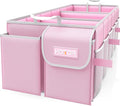 Trunk Organizer for suv - Car Organizer, Foldable Trunk organizer for SUVs & Sedans, Sturdy Car Organization for Car Accessories, Tools, Sundries, Pink, 3 Compartments, 31.9"×12.6"×10.6"
