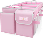Trunk Organizer for suv - Car Organizer, Foldable Trunk organizer for SUVs & Sedans, Sturdy Car Organization for Car Accessories, Tools, Sundries, Pink, 3 Compartments, 31.9"×12.6"×10.6"