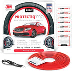 PROTECTiQ PRO Universal Rim Protection Trim - Curb Rash Guard with Award-Winning Patented Design and Premium 3M Tape - Fits Up to 4X 24 Wheels, Cars, Trucks, SUVs - Red