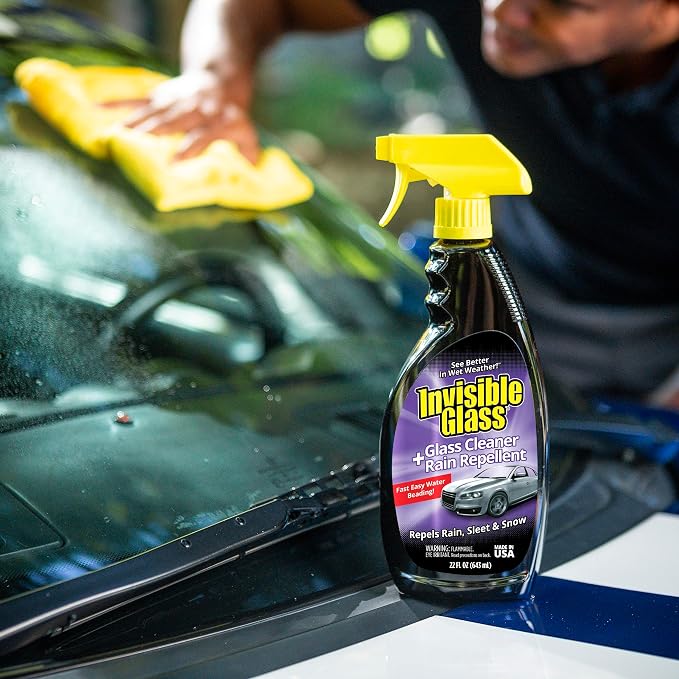 92184-4PK Glass Cleaner + Rain Repellent 2-in-1 Windshield and Window Spray, Cleans Auto Glass, Repels Rain, Sleet, Snow, Improves Wet Weather Visibility – 22 fl oz (Pack of 4)