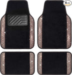 Bling Rhinestone Diamond Car Floor Mat, Crystal Sparkly Shining Glitter Carpet Waterproof Anti-Slip PVC Heel Pad, Universal for Interior Auto SUV,Sedan,Van,4pcs Girl Women Men, Champagne Gold
