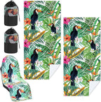 Car Seat Towel Covers with Storage Bag, 63 x 32 Inch Universal Non Slip Waterproof Sweat Protector for Car Truck, Gym Swimming Running, Machine Washable(1 Pack,Tropical Toucan)