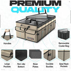 Trunk Organizer with Cooler For SUV Car Trunk, Foldable Storage, Car Accessories for Women Men, Collapsible Bag, 600D Oxford, Non Slip Bottom, Straps, Soft Cover (105L)