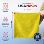 Microfiber Cleaning Cloth Yellow - 8 Pcs 12.5"x12.5" - High Performance - 1200 Washes, Ultra Absorbent Towels Weave Grime & Liquid for Streak-Free Mirror Shine - Car Washing Cloth