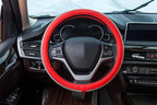 New Diamond Leather Steering Wheel Cover with Bling Bling Crystal Rhinestones, Universal Fit 15 Inch Car Wheel Protector for Women Girls Red