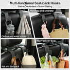 Car Seat Headrest Hook, Universal Vehicle Storage Hanger, Leather with Metal Car Seat Back Organizer for Handbag, Purse, Coat, Ergonomic Design, Gray 2 Pack