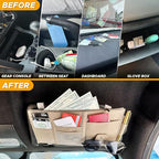 Car Sun Visor Organizer (Beige) | Multi-Pocket Net Zipper Case for Cash, Card, Pen & Sunglass | Visor Organizer Storage Pouch | Interior Accessories with Pocket for Car & Truck | Small