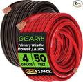 4 Gauge Wire 50 ft Each Black/Red Set, 4 AWG Battery Cable CCA, 4 Gauge Power Ground Wire for Car Audio Amp, Automotive, RV, Trailer