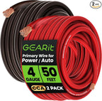 4 Gauge Wire 50 ft Each Black/Red Set, 4 AWG Battery Cable CCA, 4 Gauge Power Ground Wire for Car Audio Amp, Automotive, RV, Trailer