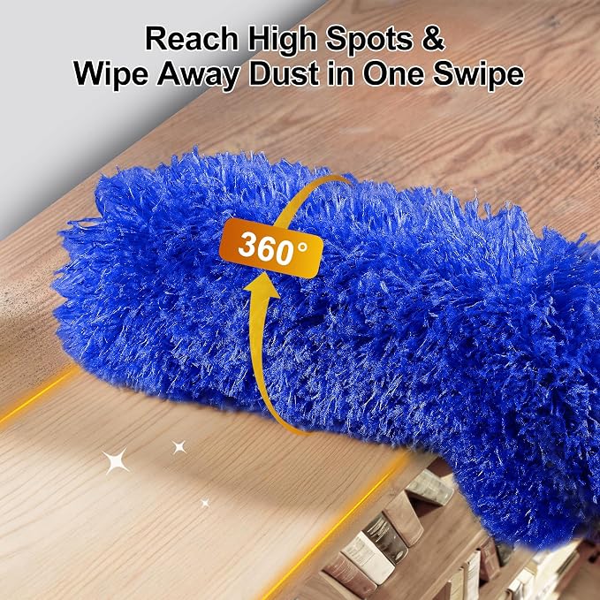 Dusters for Cleaning,Microfiber Feather Duster 5-in-1 Kit, Duster with Extension Pole 100 Inches, Cobweb Duster, Microfiber Dusters for High Ceilings and Fans, Blinds and Cars