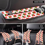 1 Pack Car Seat Headrest Hooks for Purses and Bags Watercolor Pink Strawberry Striped Bag Purse Holder for Car with Double Metal Hooks Car Purse Hanger Hanging Accessories