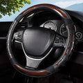 Hiseanllo Car Steering Wheel Cover, 14.5-15 Inch Universal Fit, Sporty Anti-Slip Leather Steering Wheel Protector with Glossy Color Accent, Comfortable Grip for Cars, SUVs, Trucks(Brown)