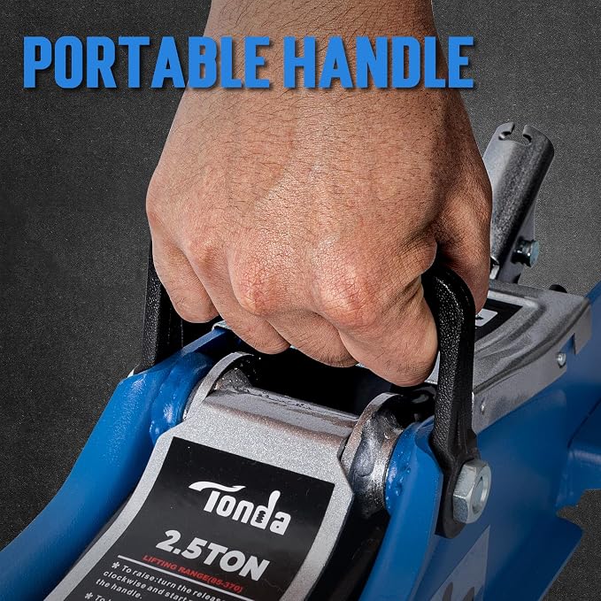 Low Profile Car Jack, 2.5 Ton (5,000 lb) Hydraulic Trolley Floor Jack for Garage, Home, Shop, Lifting Range 3.35" to 14.57", Blue