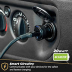 CPDC20 PowerVolt 20-Watt Certified USB Type-C Fast Car Charger with Power Delivery 3.0 for All USB-C Devices
