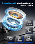 Magnetic Wireless Charging Car Phone Holder with 15W Fast Charging & Strong Vacuum Suction, 360° Rotatable Dashboard & Windshield Mount for Magsafe iPhone 17/16/15/14/13 Android Galaxy S24/S23/S22