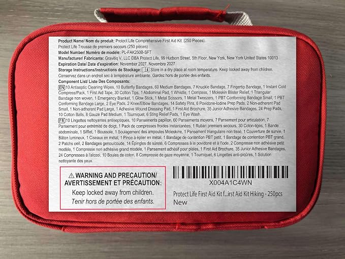 First Aid Kit for Home & Business, 250 Pcs - Emergency Medical Kit for Camping & Hiking