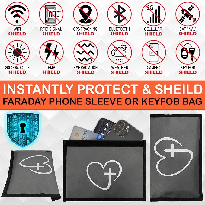 Christian Cross Faraday Bag for Phones & Key Fobs – RFID Shielding Privacy Pouch for Electronic Device Storage, Faith Inspired Christian Gift Accessory