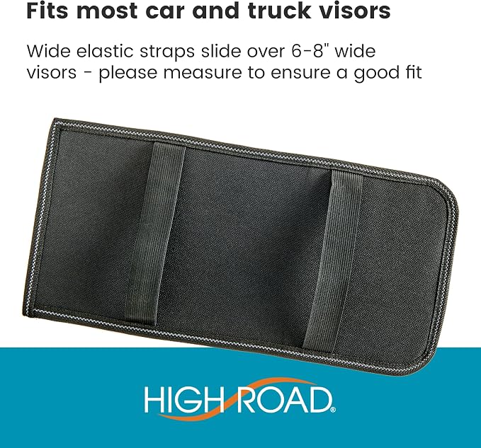 Car Sun Visor Organizer with Hidden Auto Registration and Insurance Holder, Car Visor Mirror and Grip Band Storage Panel for Sunglasses and Driving Essentials