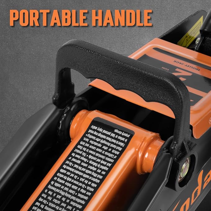 Floor Jack, Hydraulic Portable Car Jack, 2 Ton (3,800 lb) Capacity, Black