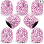 8PCS Bling Crystal Diamond Tire Stem Valve Caps, Dustproof Car Wheel Tire Valve Caps Universal Tire Valve Stem Covers for Cars, SUV, Trucks, Bikes, Motorcycles, Bicycles (Pink)