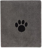 Pet Grooming Towel Collection Absorbent Microfiber X-Large, 41x23.5", Embroidered Gray