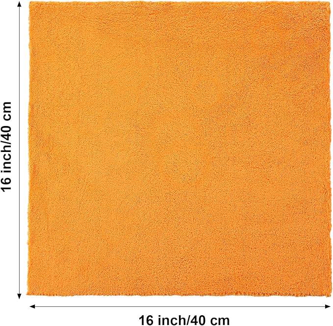 30 Pcs 16 x 16 Inch Edgeless Microfiber Plush Towels for Cars Detailing Drying Wash Polishing Absorbent Cleaning Cloths, 500 GSM (Orange)