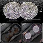 11 PCS Bling Diamond Car Accessories for Women, Sparkly Rhinestone Steering Wheel Cover Bling Seat Belt Cushion, Glitter Shift Knob Cover Car Cup Holder Coaster, Cute Interior Sets Multicolor