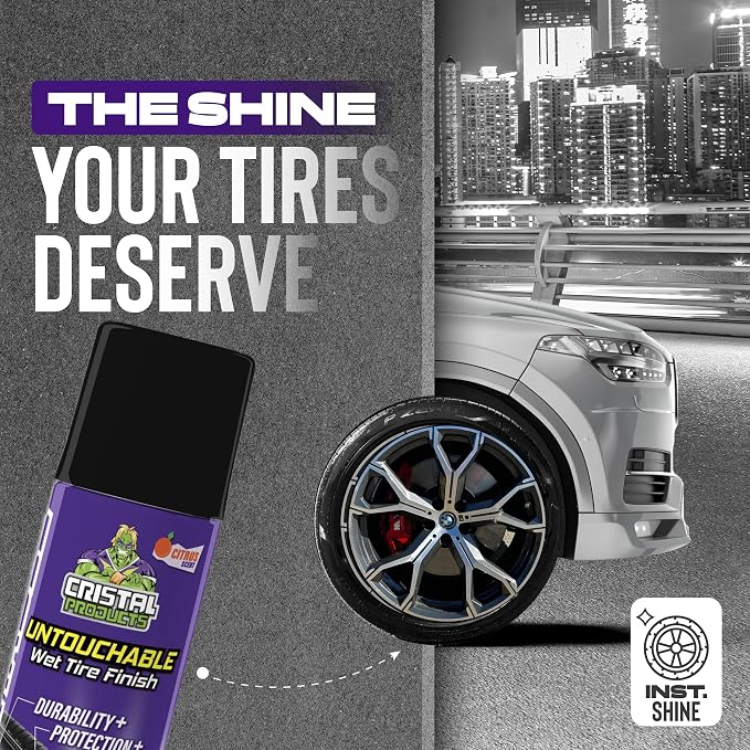 Untouchable Tire Shine Spray (4 Pack) – Citrus Scent, Wet Look Tire Shine, No Sling, Long Lasting Car Tire Shine, No Touch Application