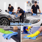 30 Pcs 12.5 × 12.5 Inch Edgeless Microfiber Plush Towels for Cars Detailing Drying Wash Polishing Absorbent Cleaning Cloths, 500 GSM (Light Blue)